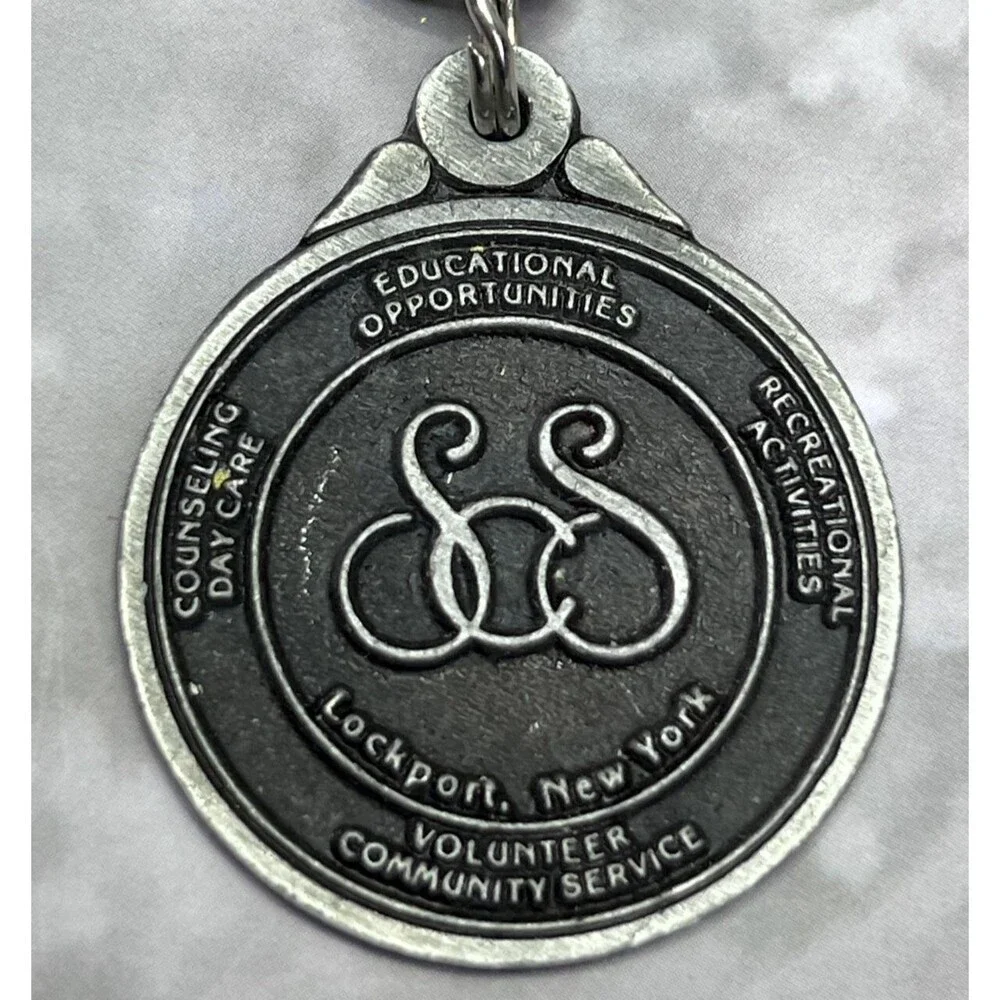 SCS Lockport New York Volunteer Community Services Vintage Keychain Keyring